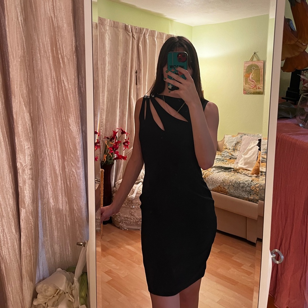 Vintage 90s little black cocktail dress in amazing condition with stud detail
